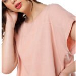 Blusa de Linho Manga Curta Sob Rosa Claro