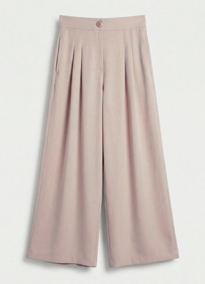 Calça Pantalona Bege Mocca com Pregas Feminina com Bolsos - Imagem 5