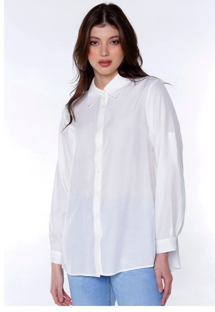 Camisa Branca Feminina Manga Longa Viscose Sob - Imagem 4