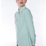 Camisa Feminina Manga Longa Verde Clara Sob Viscose