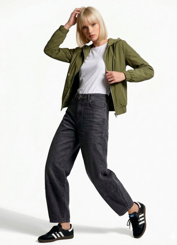 Jaqueta Verde Mitilar Forrada com Capuz e Bolsos Sob Bomber - Imagem 2