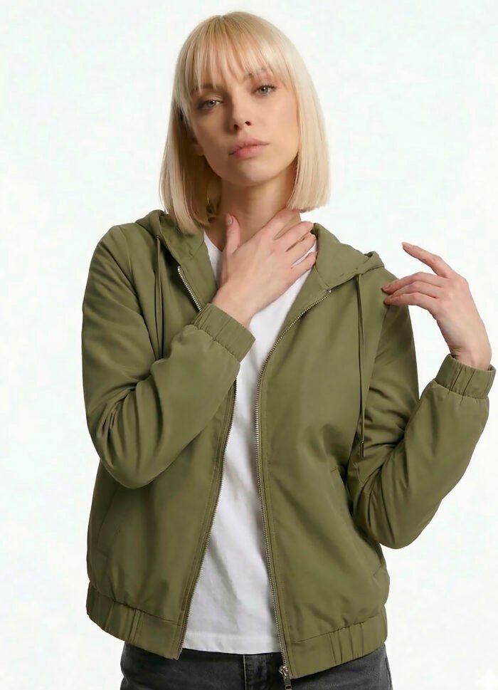 Jaqueta Verde Mitilar Forrada com Capuz e Bolsos Sob Bomber - Imagem 3