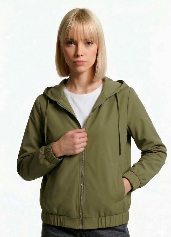 Jaqueta Verde Mitilar Forrada com Capuz e Bolsos Sob Bomber - Imagem 4