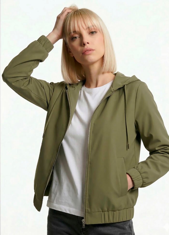 Jaqueta Verde Mitilar Forrada com Capuz e Bolsos Sob Bomber - Imagem 6