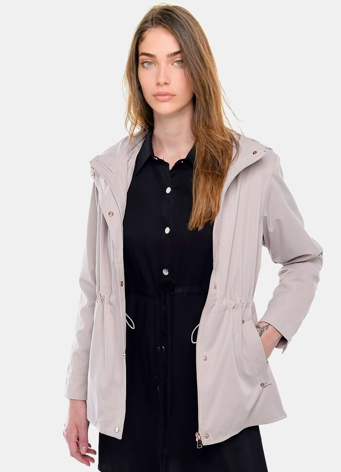 Casaco Parka Bege Forrada com Capuz Sob - Imagem 2