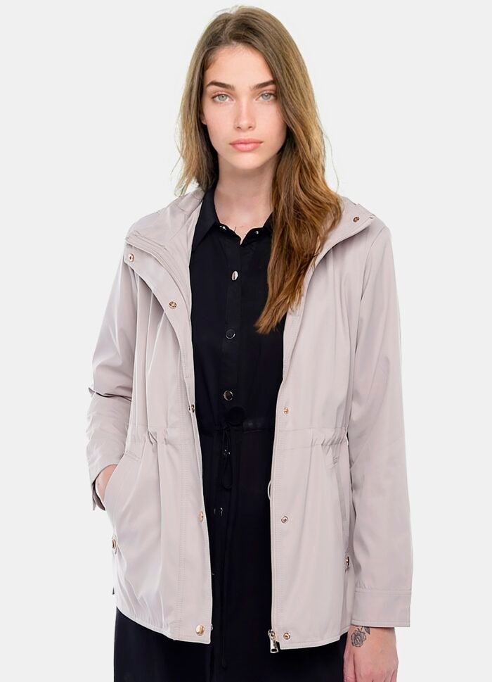 Casaco Parka Bege Forrada com Capuz Sob - Imagem 3