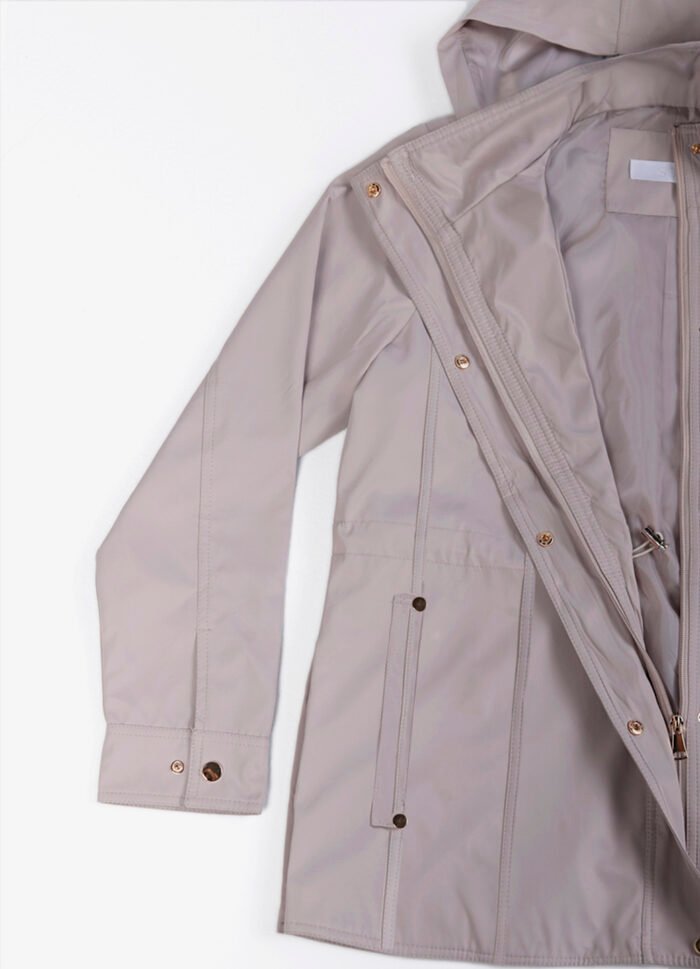 Casaco Parka Bege Forrada com Capuz Sob - Imagem 7