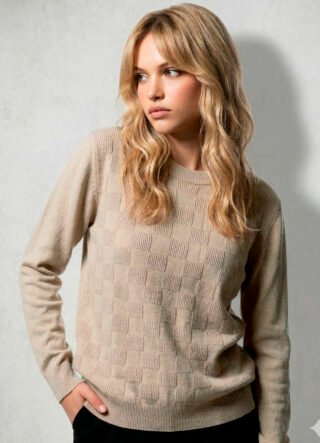 Blusa de Tricot Bege Clara Solta Modal Macia Sob