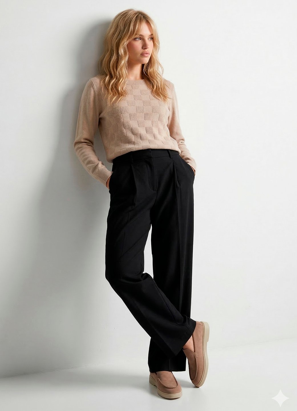 Blusa de Tricot Bege Clara Solta Modal Macia Sob - Imagem 2