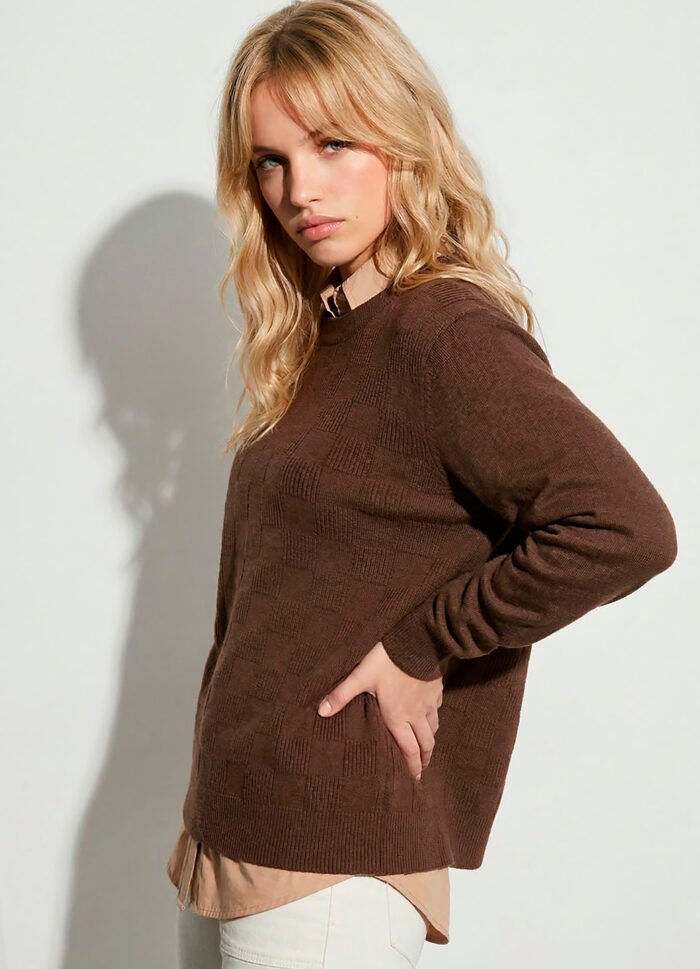 Blusa de Tricot Marrom Café Solta Modal Macia Sob - Imagem 2