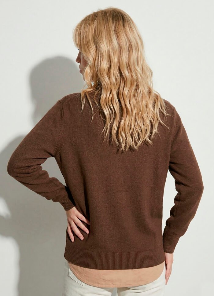 Blusa de Tricot Marrom Café Solta Modal Macia Sob - Imagem 3