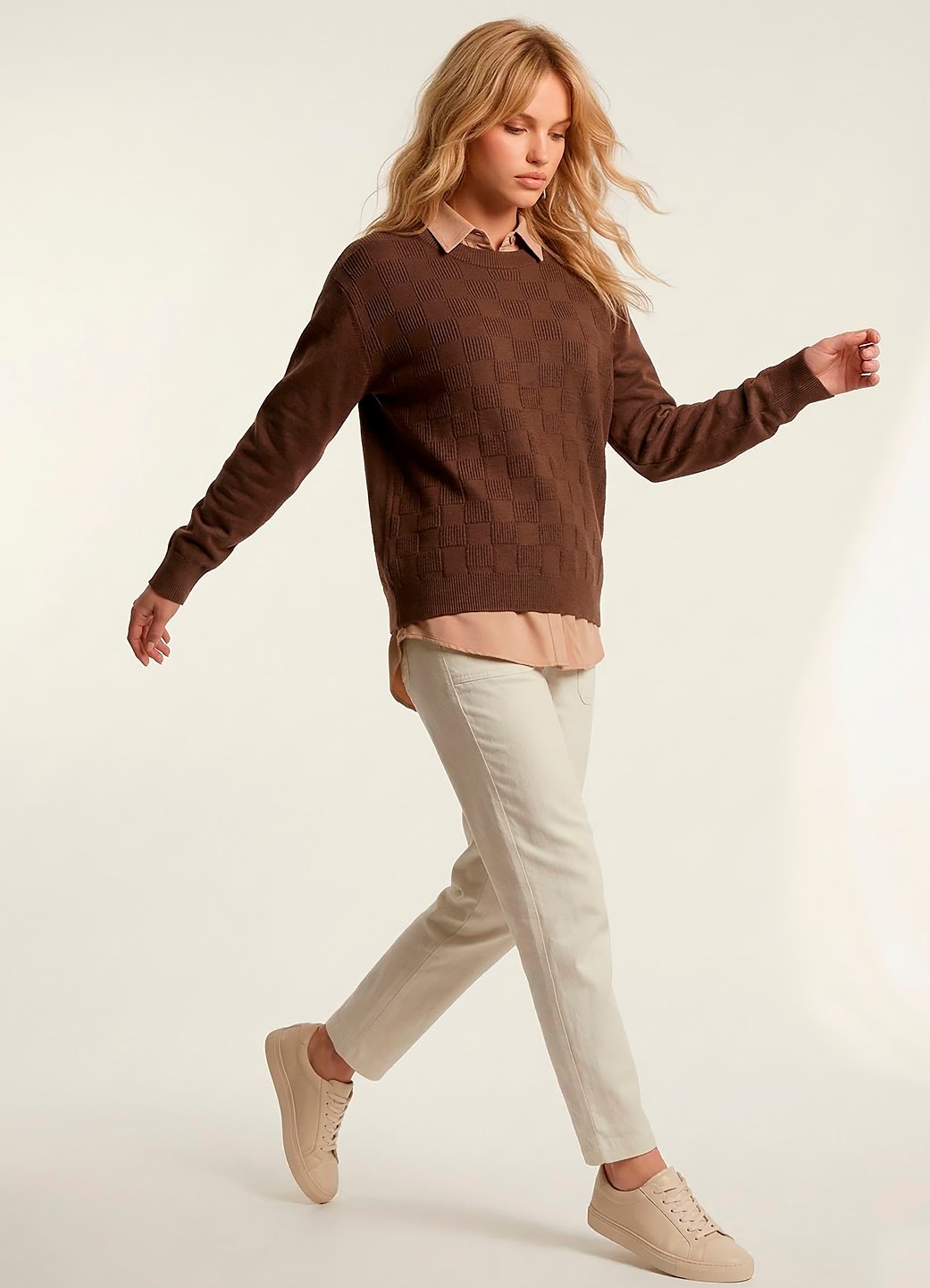 Blusa de Tricot Marrom Café Solta Modal Macia Sob - Imagem 5