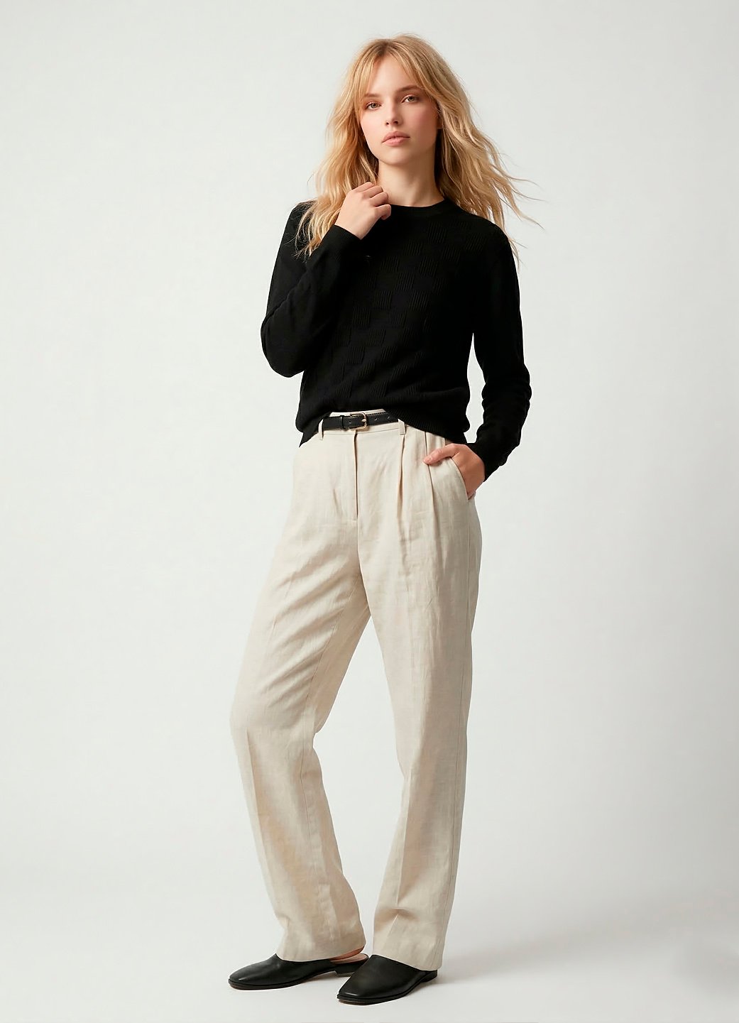 Blusa de Tricot Preta Solta Modal Macia Sob - Imagem 2