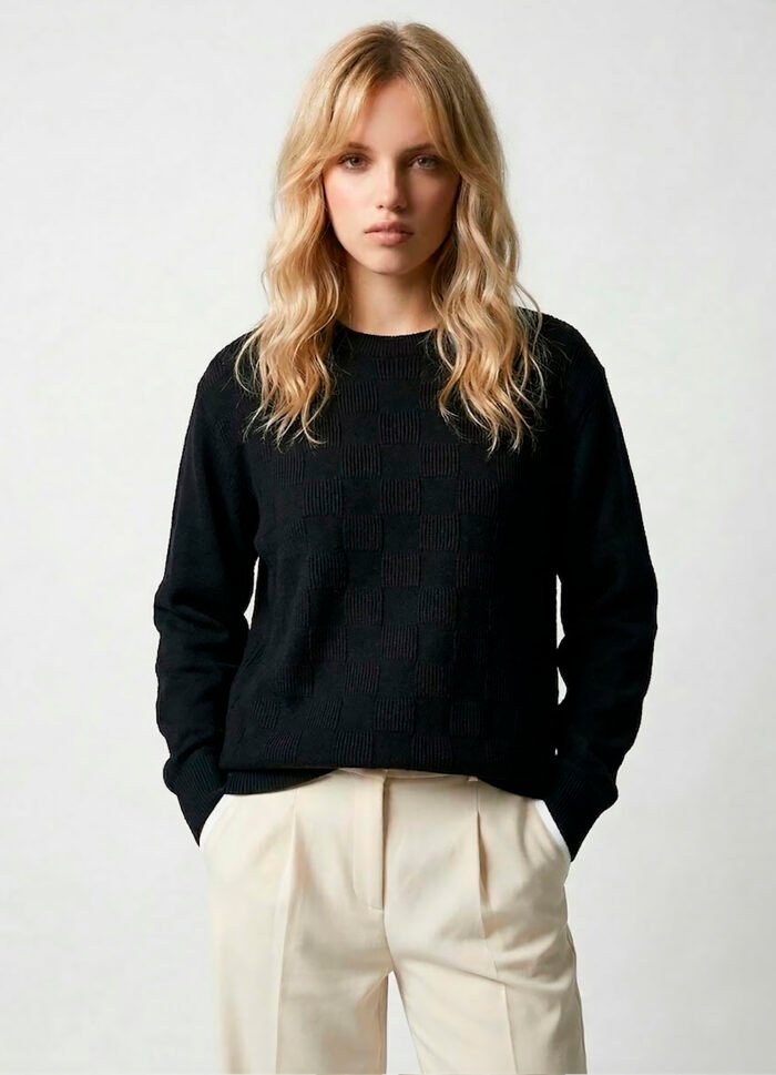 Blusa de Tricot Preta Solta Modal Macia Sob - Imagem 6