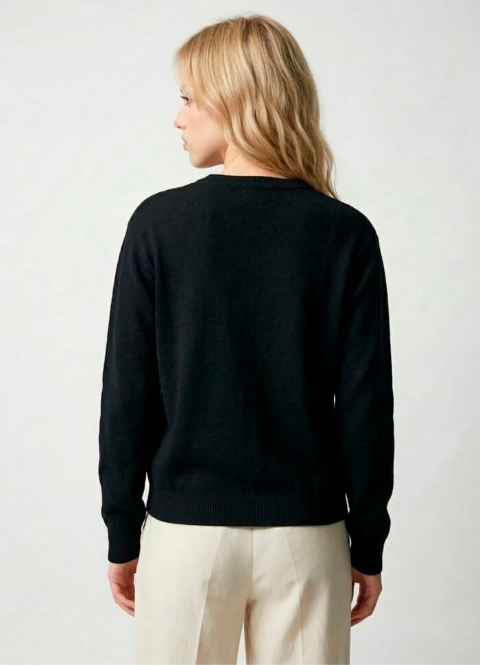 Blusa de Tricot Preta Solta Modal Macia Sob - Imagem 5