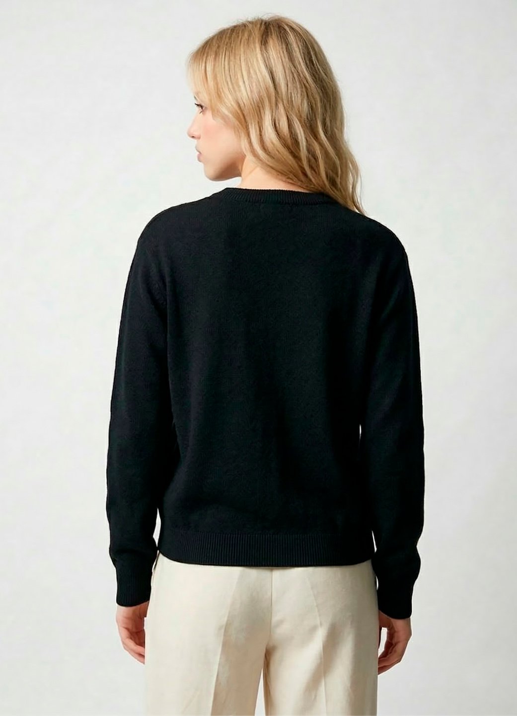 Blusa de Tricot Preta Solta Modal Macia Sob - Imagem 5