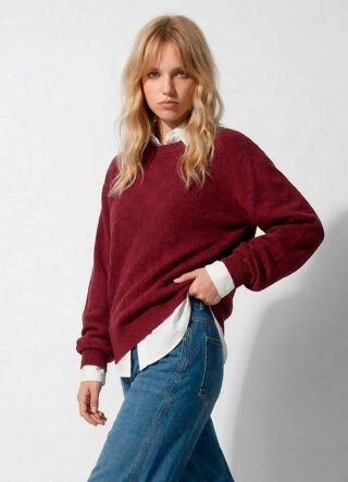 Blusa de Tricot Vinho Solta Modal Macia Sob