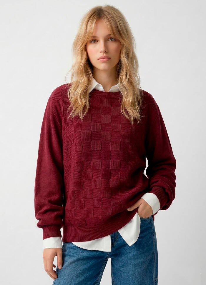 Blusa de Tricot Vinho Solta Modal Macia Sob - Imagem 2