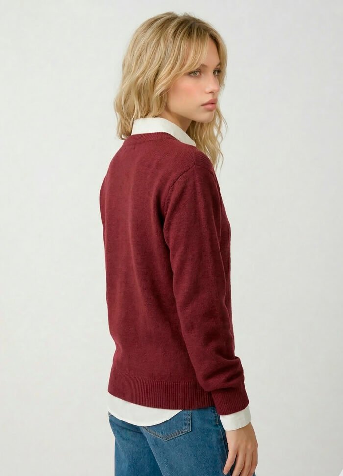 Blusa de Tricot Vinho Solta Modal Macia Sob - Imagem 5