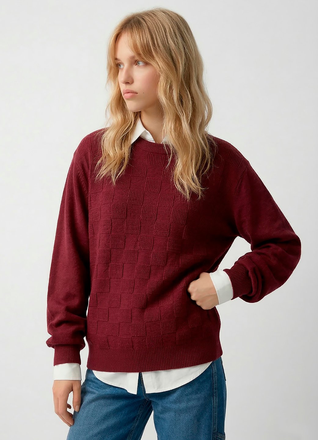 Blusa de Tricot Vinho Solta Modal Macia Sob - Imagem 4