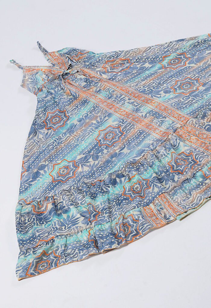 Vestido Longo Estampado Rodado Azul Claro Sob - Imagem 6