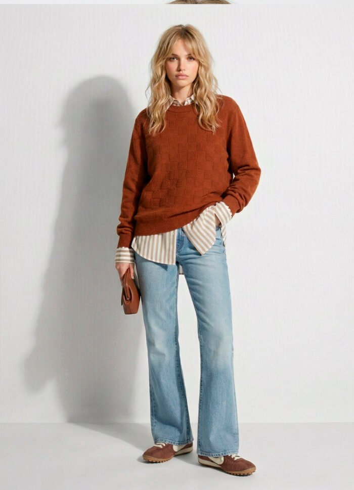 Blusa de Tricot Marrom Terracota Solta Modal Macia Sob - Imagem 3