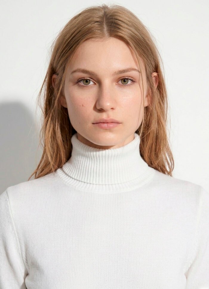 Blusa de Tricot Off White Gola Alta Manga Longa Justa Sob - Imagem 3