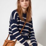 Blusa de Tricot Marinho Listrada  Modal Viscose Macia Sob