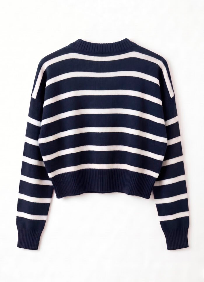 Blusa de Tricot Marinho Listrada  Modal Viscose Macia Sob - Imagem 6