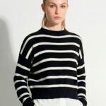 Blusa de Tricot Preto Listrada  Modal Viscose Macia Sob