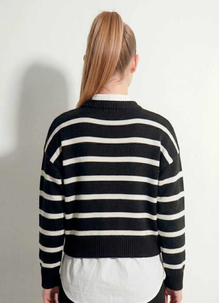 Blusa de Tricot Preto Listrada  Modal Viscose Macia Sob - Imagem 5