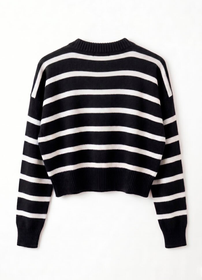 Blusa de Tricot Preto Listrada  Modal Viscose Macia Sob - Imagem 7
