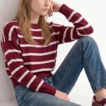 Blusa de Tricot Vinho Listrada  Modal Viscose Macia Sob