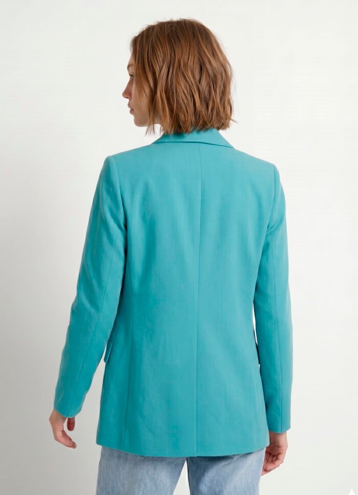 Blazer Feminino Azul Turquesa Max Fino Alfaiataria Forrado - Imagem 4