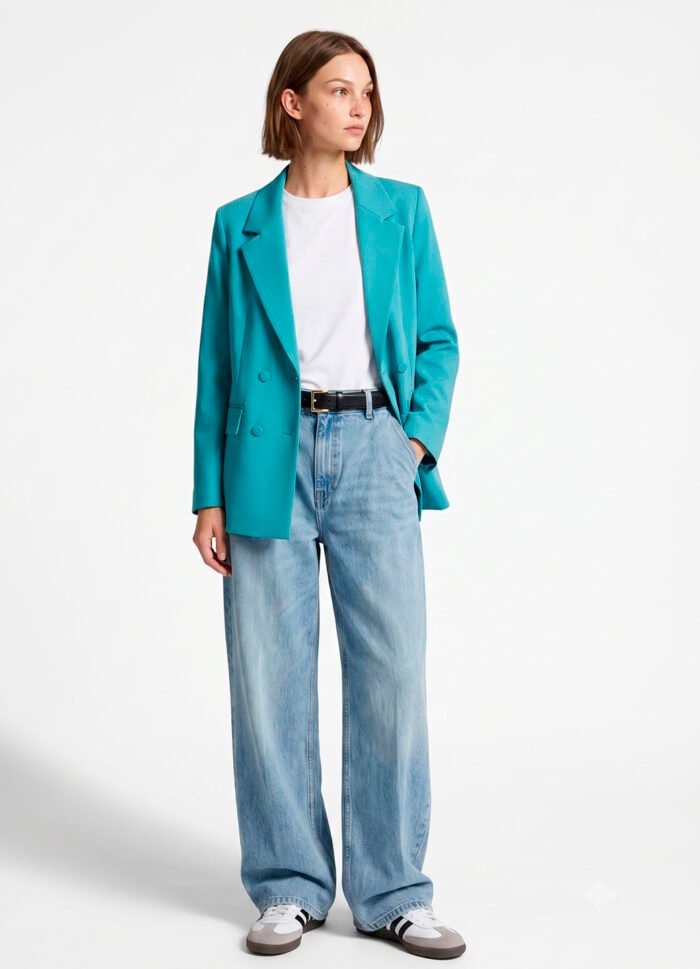 Blazer Feminino Azul Turquesa Max Fino Alfaiataria Forrado - Imagem 6