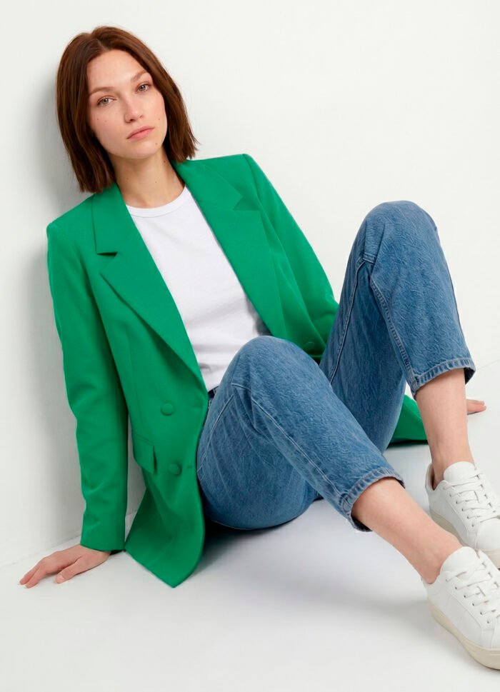 Blazer Feminino Verde Max Fino Alfaiataria Forrado - Imagem 2