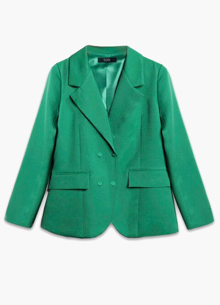 Blazer Feminino Verde Max Fino Alfaiataria Forrado - Imagem 3