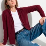 Jaqueta de Tricot com Capuz Vinho em Viscose Macia Modal Sob