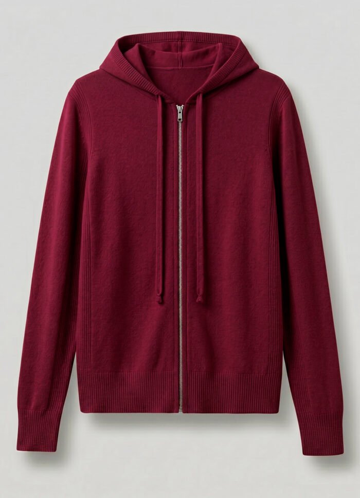 Jaqueta de Tricot com Capuz Vinho em Viscose Macia Modal Sob - Imagem 7