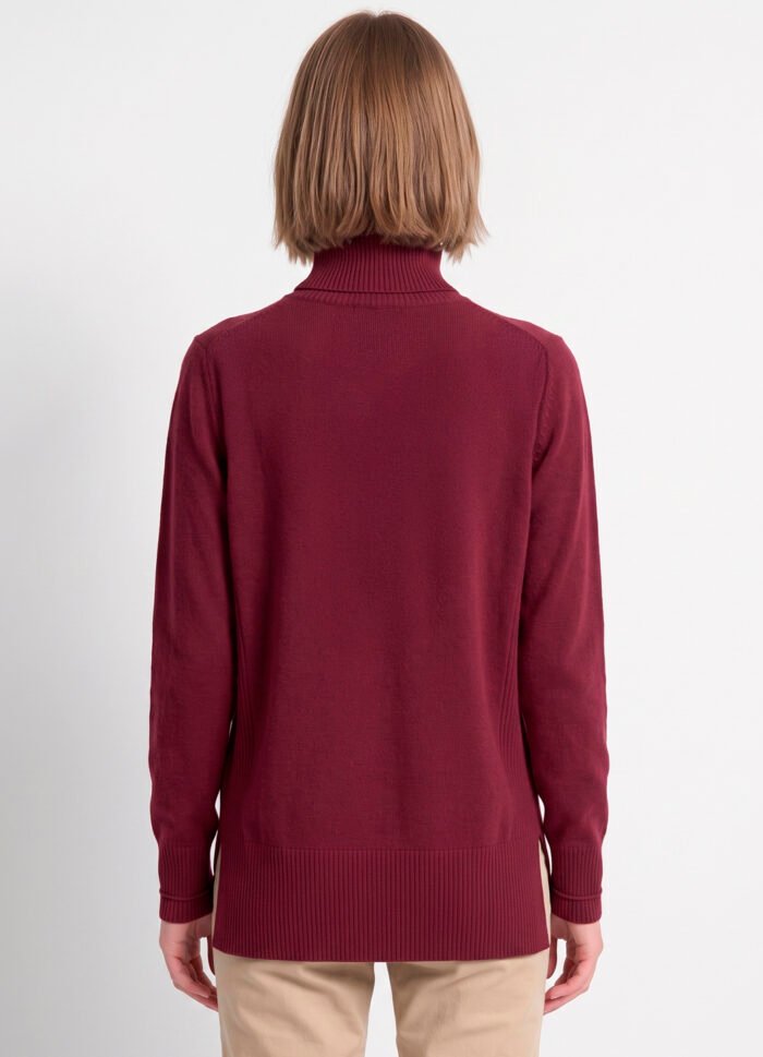 Blusa de Tricot Gola Alta Rolê Vinho Solta em Viscose Modal Sob - Imagem 5