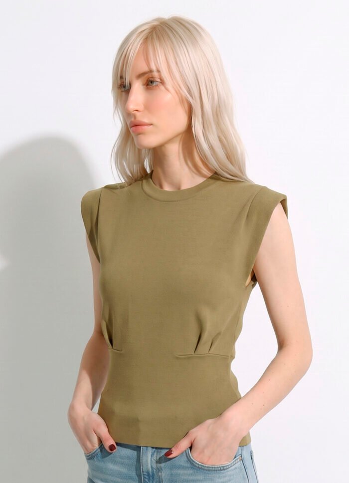Blusa Bege Escuro Malha de Tricot Fino em Viscose Sob - Imagem 2
