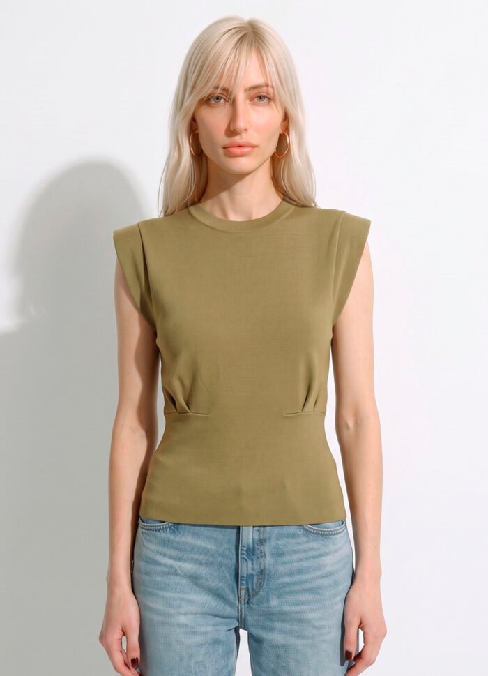 Blusa Bege Escuro Malha de Tricot Fino em Viscose Sob - Imagem 4