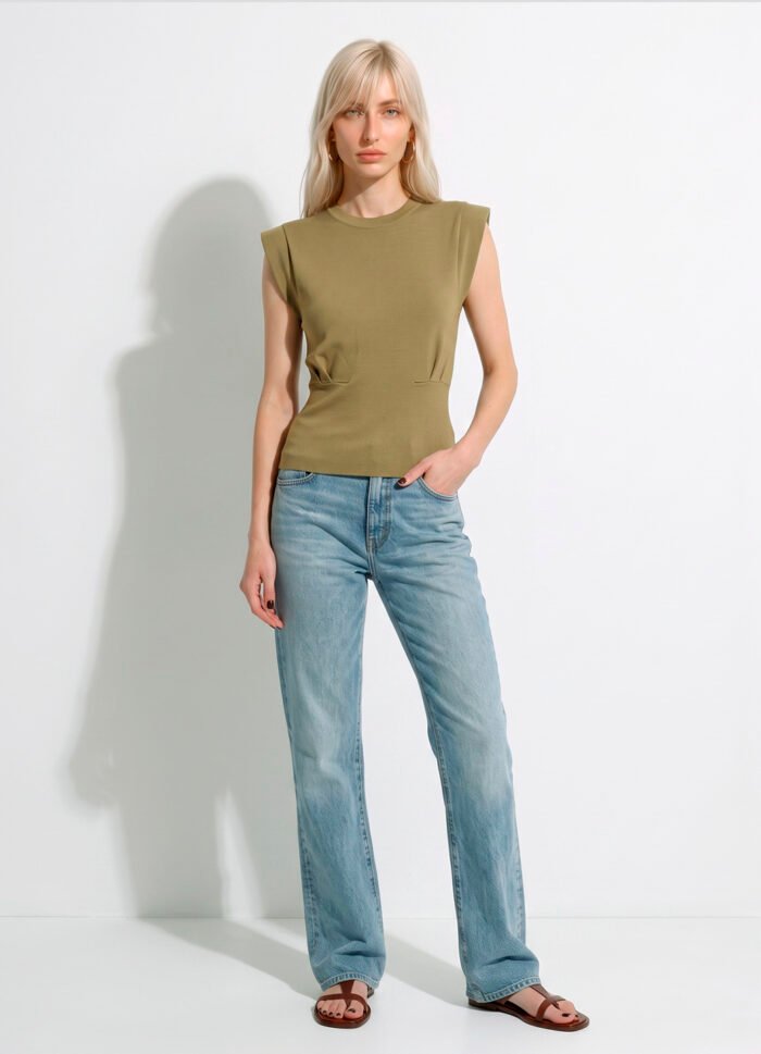 Blusa Bege Escuro Malha de Tricot Fino em Viscose Sob - Imagem 3