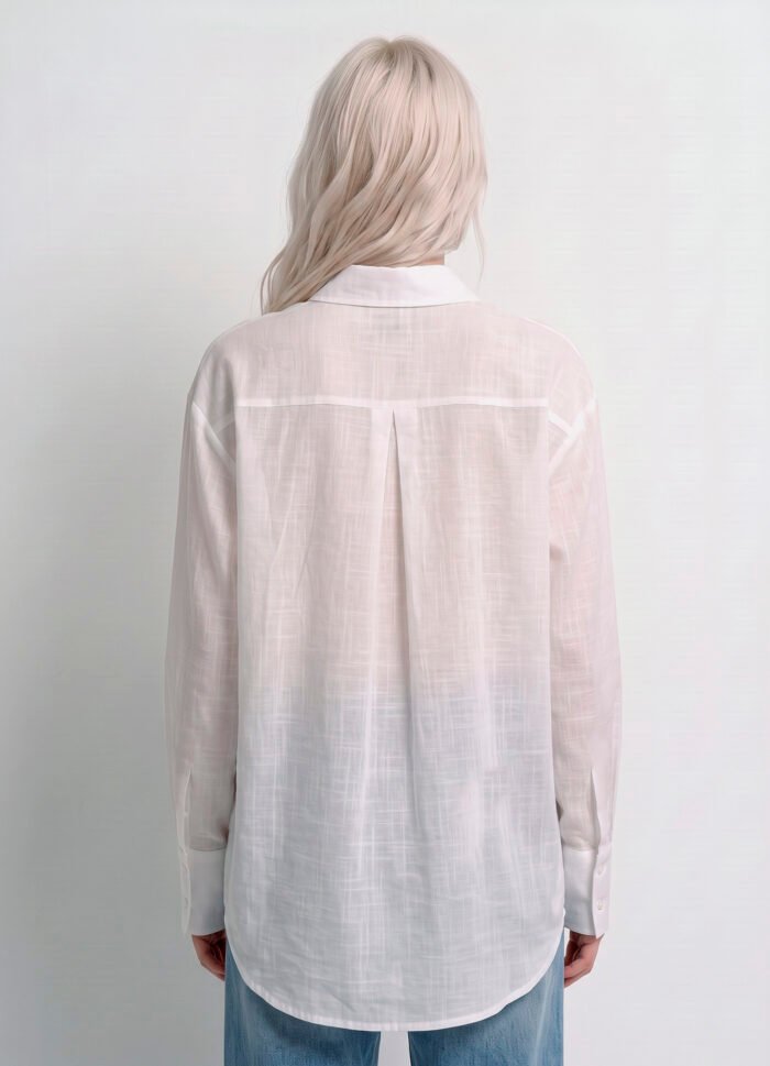 Camisa Branca Feminina em Cambraia de Algodão Puro Sob - Imagem 6
