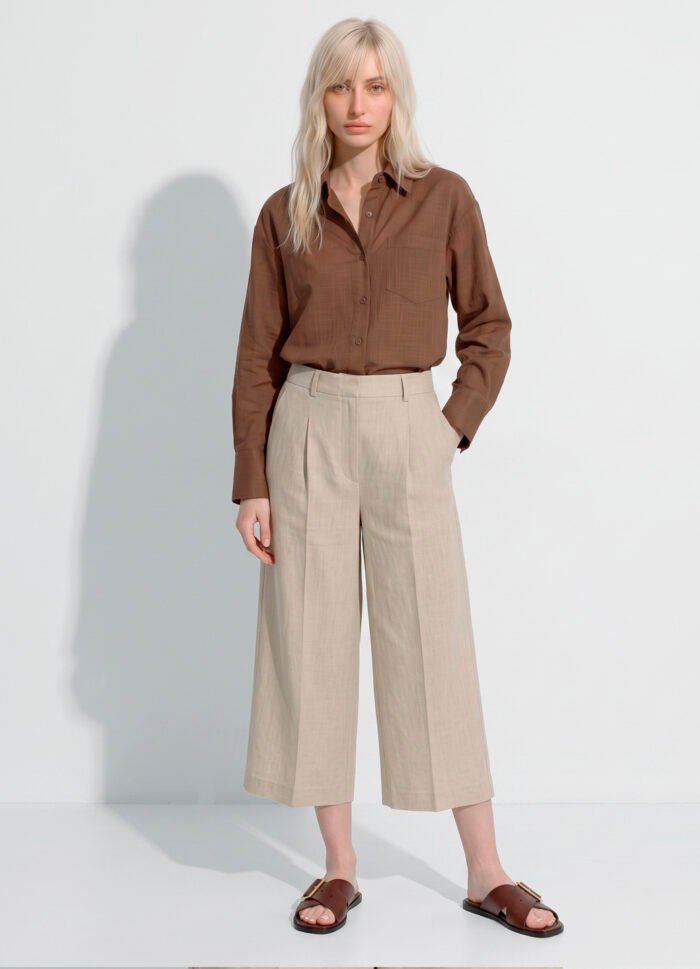 Camisa Marrom Feminina em Cambraia de Algodão Puro Sob - Imagem 2