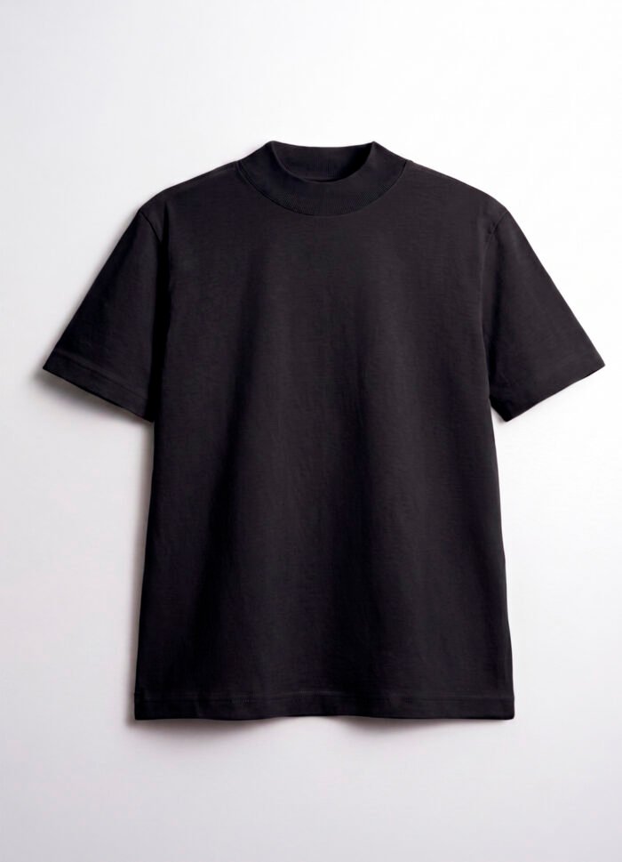 Blusa Preta Manga Curta Gola Alta Algodão Premium Sob - Imagem 6