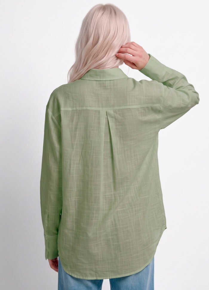 Camisa Verde Clara Feminina em Cambraia de Algodão Puro Sob - Imagem 5
