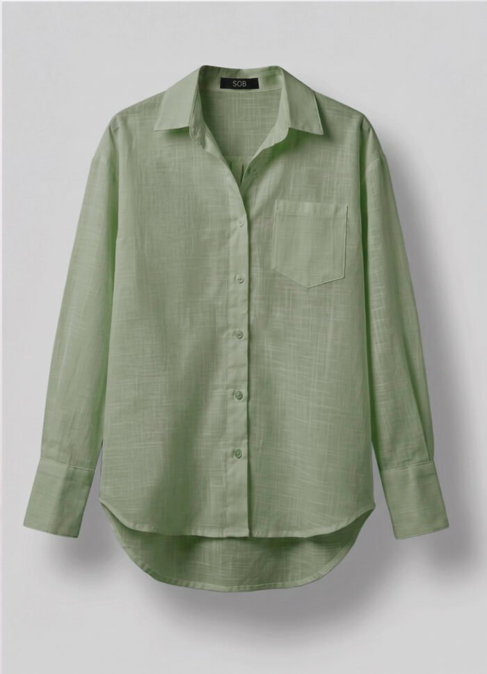 Camisa Verde Clara Feminina em Cambraia de Algodão Puro Sob - Imagem 3