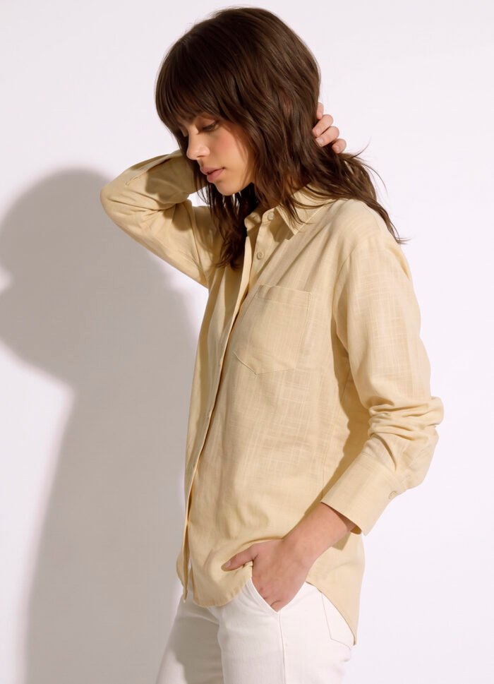 Camisa Bege Feminina em Cambraia de Algodão Puro Sob - Imagem 6