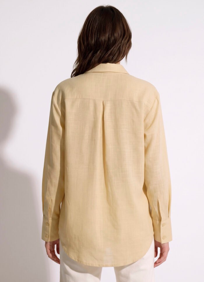 Camisa Bege Feminina em Cambraia de Algodão Puro Sob - Imagem 4